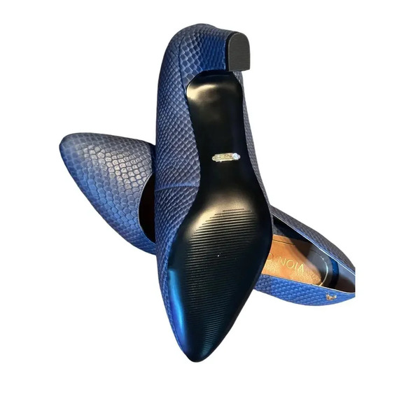 Vionic 8 blue croc embossed comfort pump 2in heel classic updated unique - Picture 5 of 9